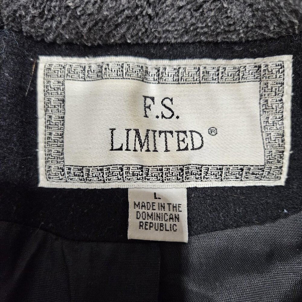 FS Limited Jacket Womens Large Black Wool Hooded Full Zip Lined Pockets Winter - Picture 13 of 16